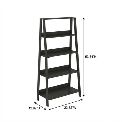 Espresso 5-Tier Ladder Bookcase with Display Shelves and Wood Construction