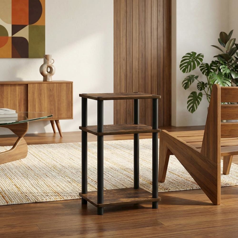 Amber Oak 3-Tier End Table with Multi-Level Storage and Modern Design