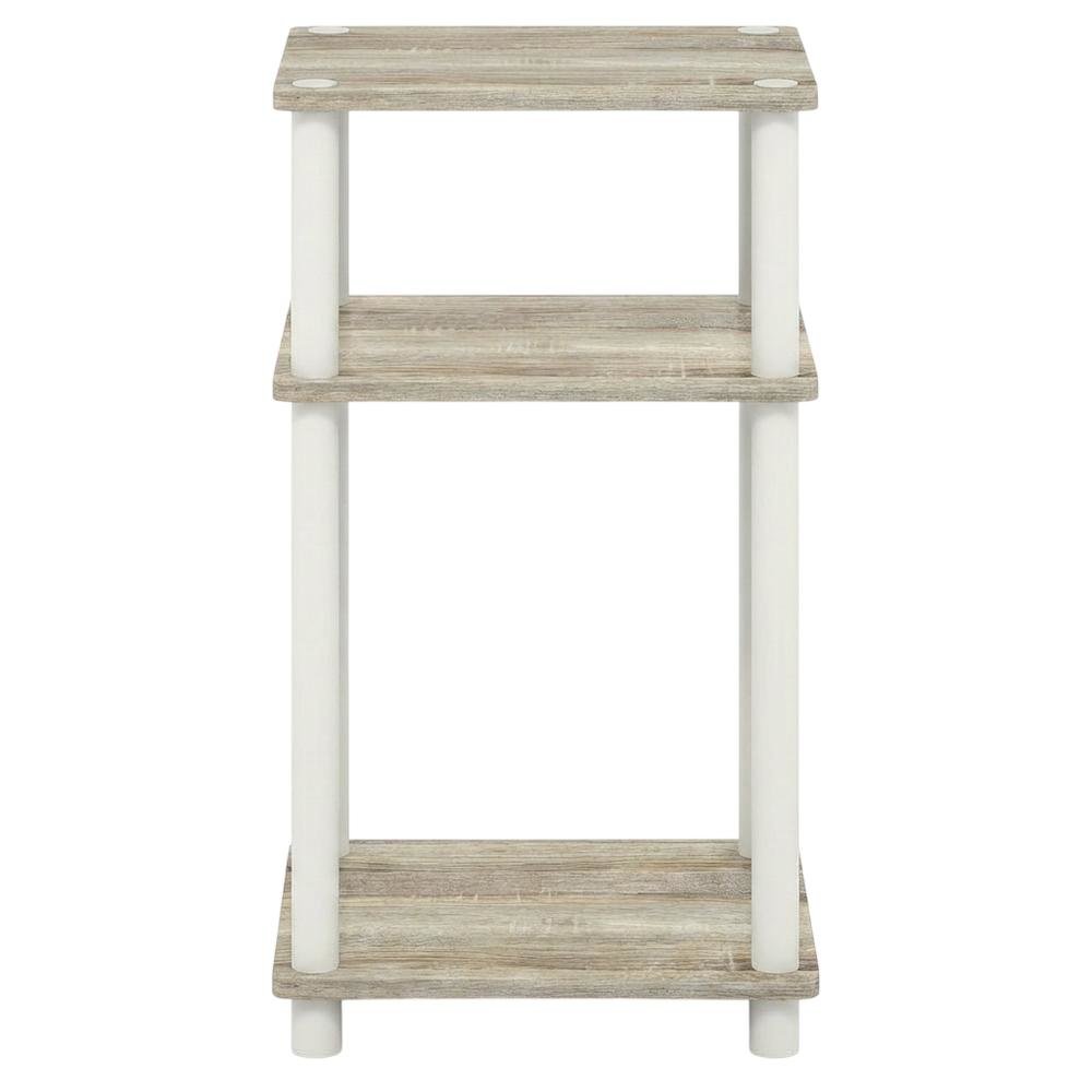 Light Oak 3-Tier End Table with Multi-Level Storage for Bedroom and Living Room