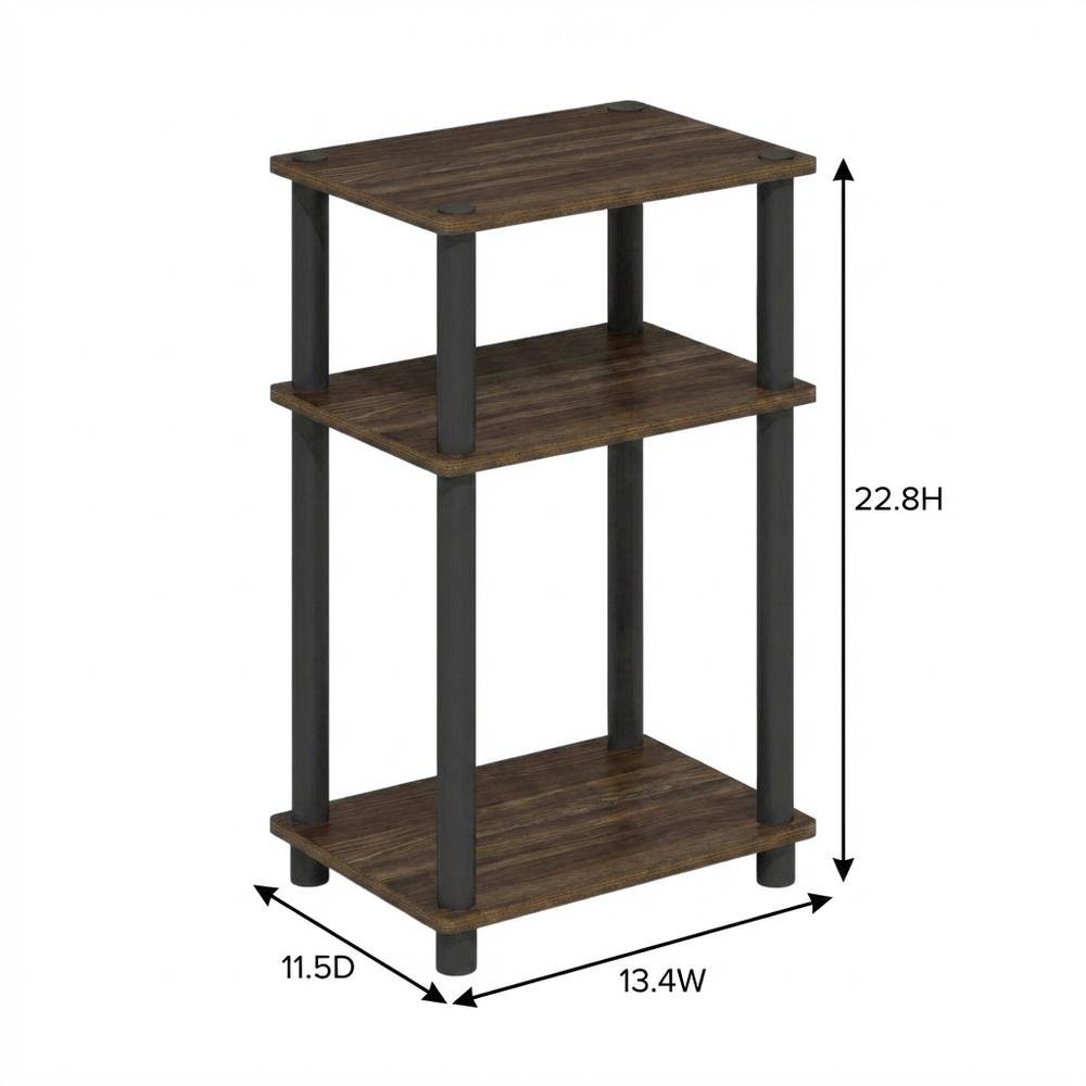 Brown Walnut 3-Tier Side & Night Stand with Modern Storage Design