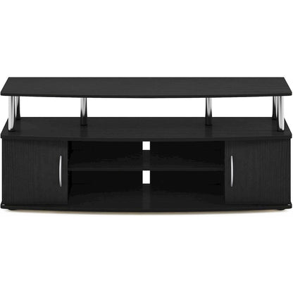 Modern Black 55 Inch TV Console with Shelves and Cabinets for Storage