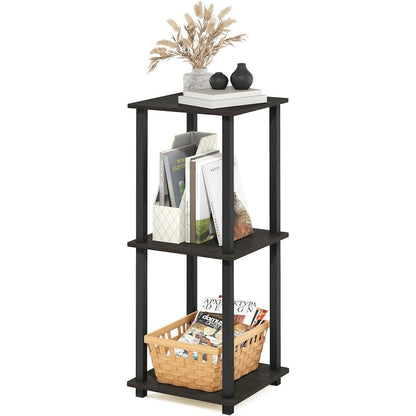 Black Wooden End Tables Set of 2 with Two-Tier Storage for Living Room
