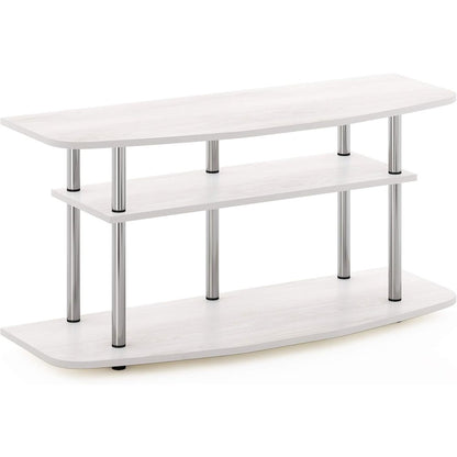 White Wood 50 Inch TV Stand with 3-Tier Shelves, Modern TV Console
