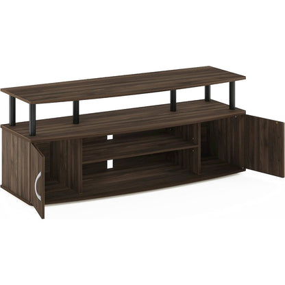 Brown 50 Inch TV Stand with Open Shelves and Dual Storage Cabinet Doors