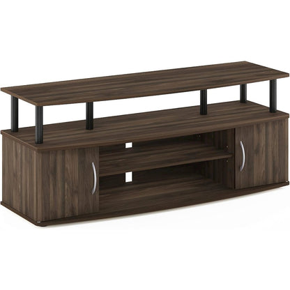 Brown 50 Inch TV Stand with Open Shelves and Dual Storage Cabinet Doors