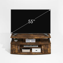 Brown Wooden TV Stand with 3 Open Shelves and Dual Door Storage TV Console