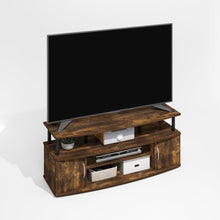 Brown Wooden TV Stand with 3 Open Shelves and Dual Door Storage TV Console