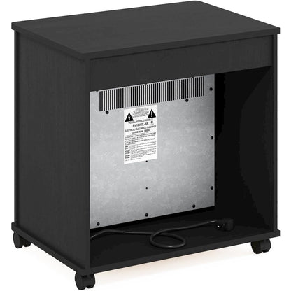 Black Electric Fireplace End Table with Heater for Indoor Use on Wheels