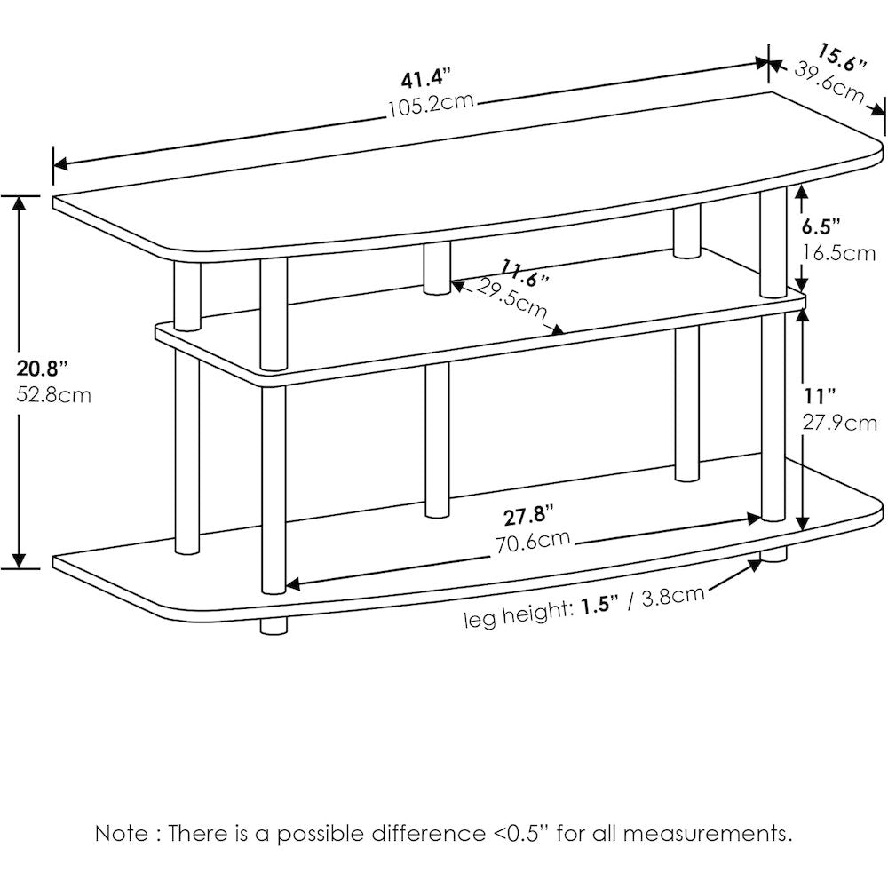 White Wood 50 Inch TV Stand with 3-Tier Shelves, Modern TV Console