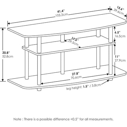 White Wood 50 Inch TV Stand with 3-Tier Shelves, Modern TV Console