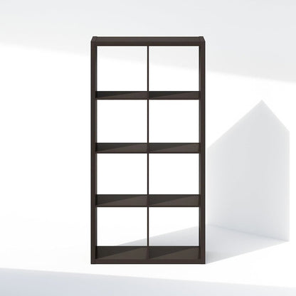 Black Wood 8 Cube Storage Organizer with Open Back Display Shelves