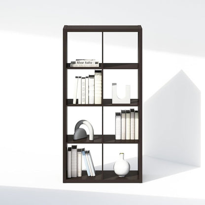 Black Wood 8 Cube Storage Organizer with Open Back Display Shelves