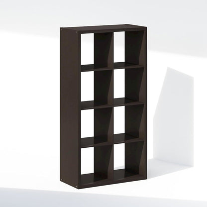 Black Wood 8 Cube Storage Organizer with Open Back Display Shelves