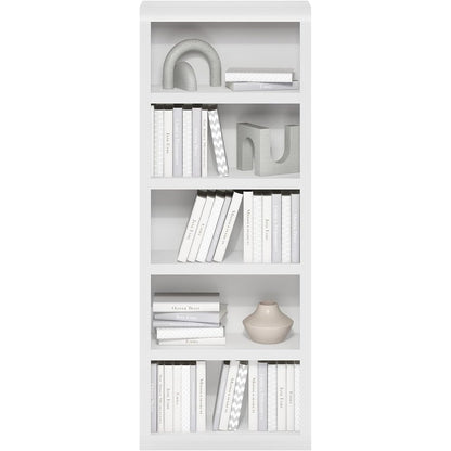 White Wooden Book Shelf with Five-Tier Wooden Shelves for Home or Office