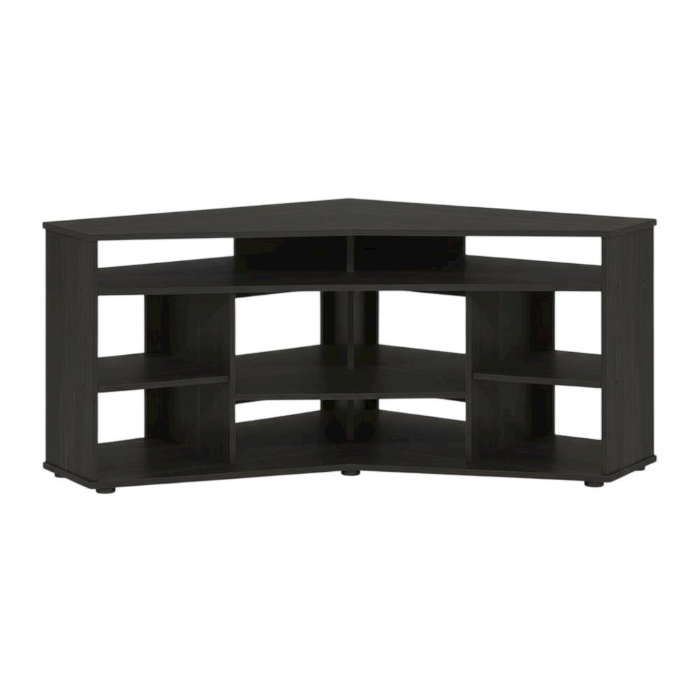 Brown corner TV stand, up to 55 inches, solid wood, walnut veneer finish