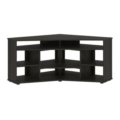 Brown corner TV stand, up to 55 inches, solid wood, walnut veneer finish