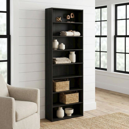 Wooden bookcase with clean design, versatile storage solution