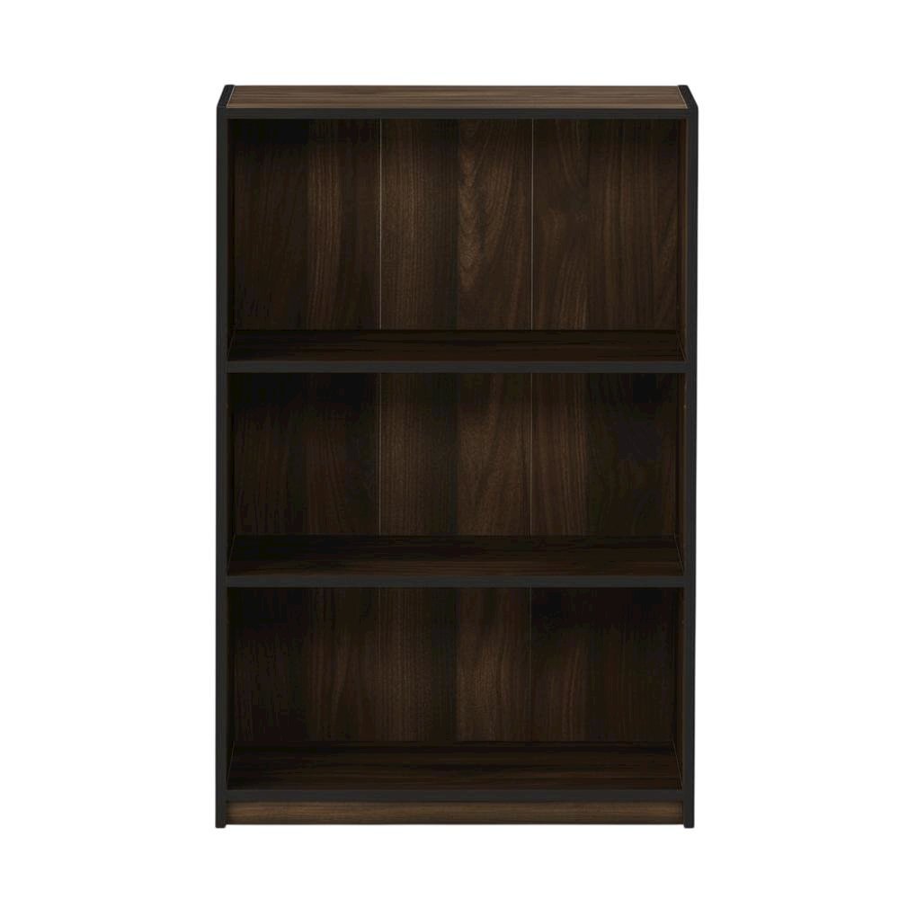 Wooden 3-Tier Adjustable Shelf Bookcase in Walnut Finish with Ample Storage