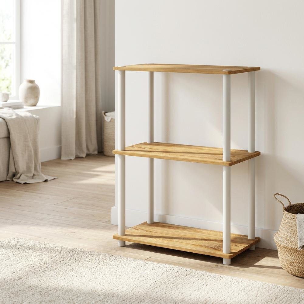 Wooden bookcase with open shelving for versatile storage