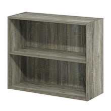 French Oak 2-Tier Open Shelf Bookcase with Modern Design and Wood Build