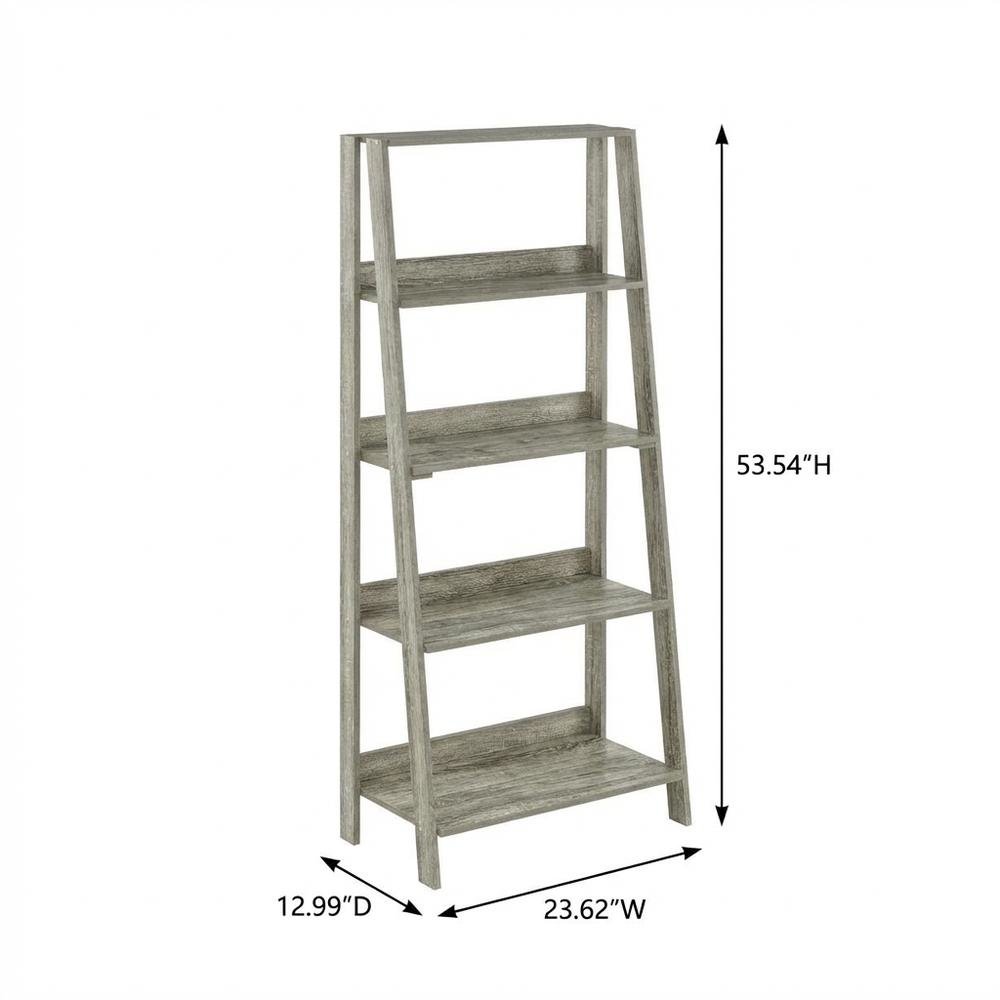 Wooden 5-Tier Ladder Bookcase with French Oak Finish for Home Storage