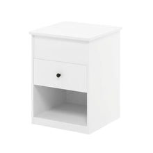 Solid White Lift Top Nightstand with Wooden Finish for Bedroom Storage
