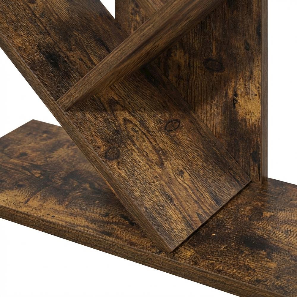Wood Bookcase in Classic Brown Finish with Sturdy Shelving and Compact Design