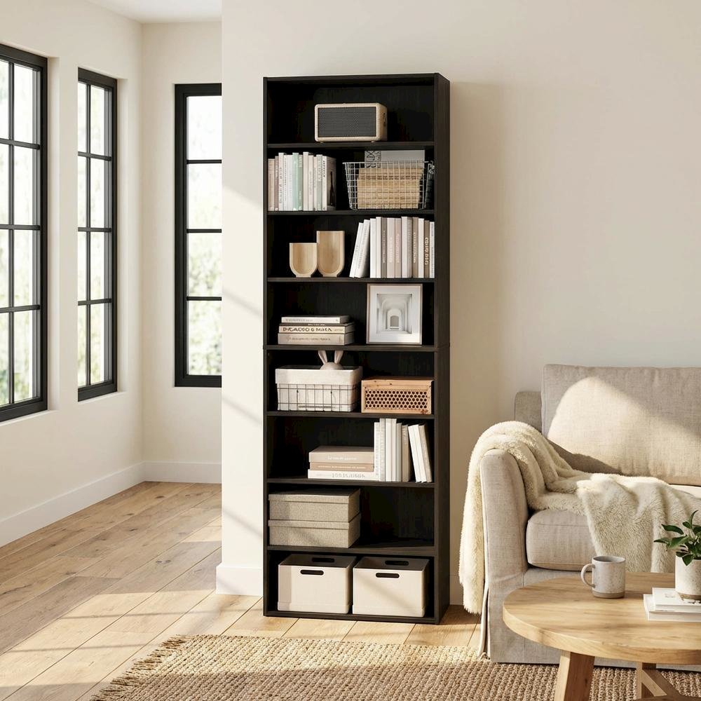 Wooden bookcase with clean design, versatile storage solution