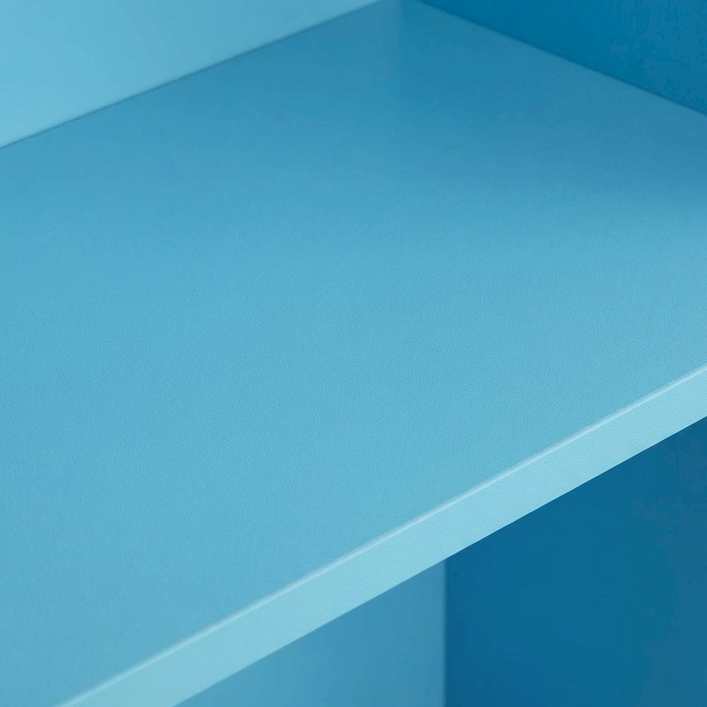 Light Blue 3-Tier Bookcase with Wooden Shelves for Organized Storage