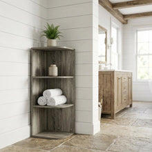 3-Tier Corner Open Shelf Bookcase in French Oak Wood for Stylish Storage