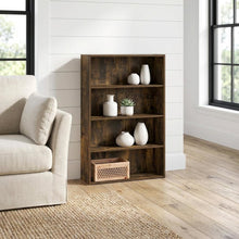 Wooden Bookcase with Sturdy Construction and Space-Saving Design