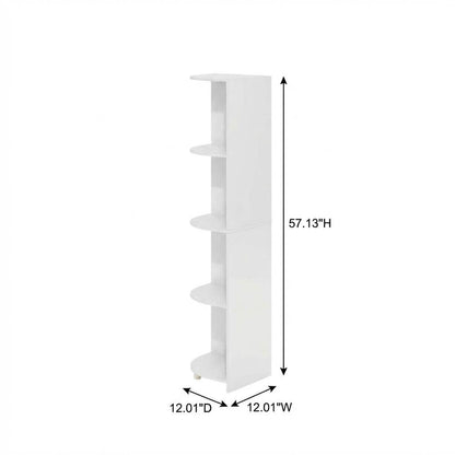 White 4-Tier Corner Shelf Bookcase with Sturdy Wooden Construction