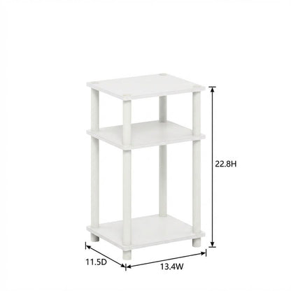White 3-Tier Side Table with Modern End and Bedside Design