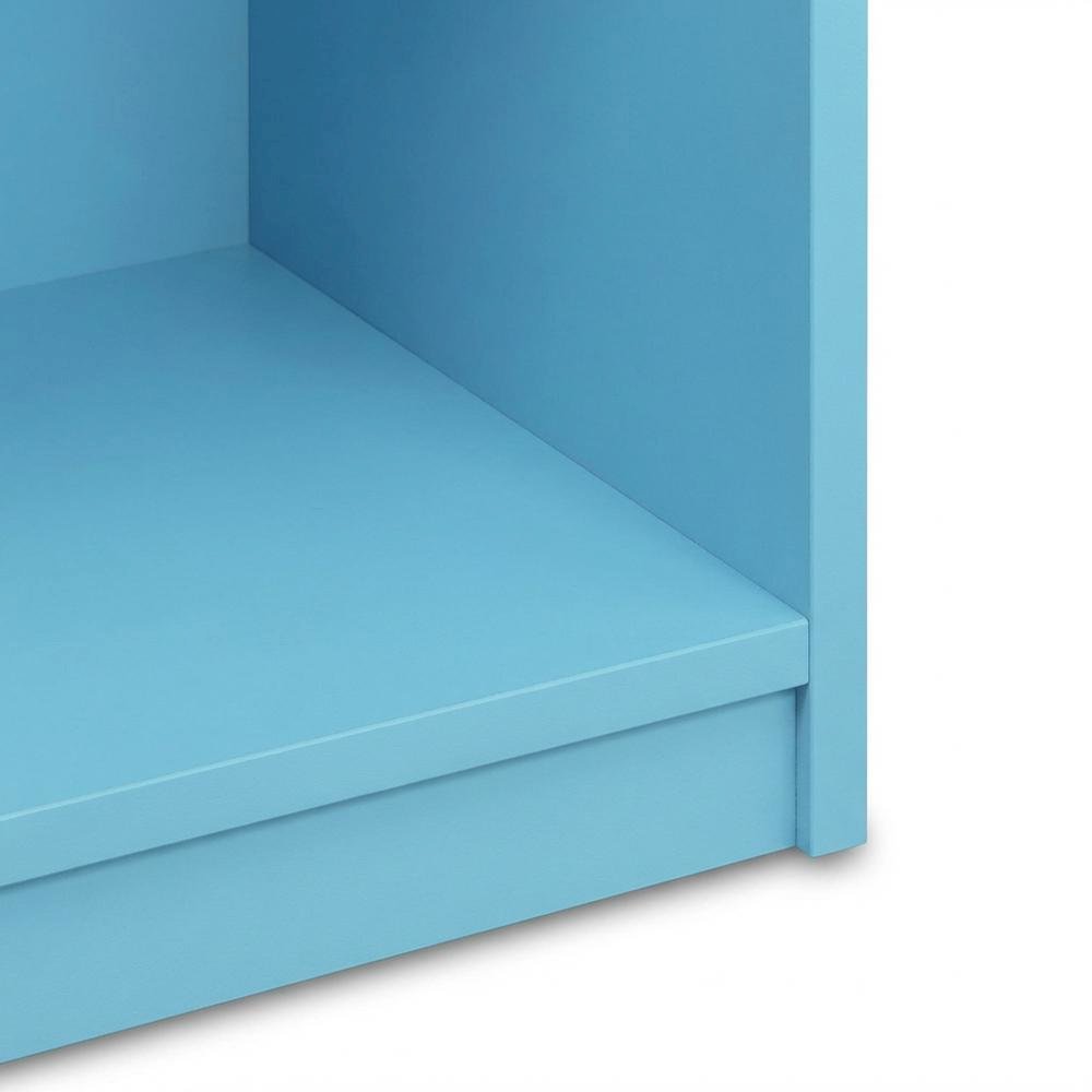 Light Blue 3-Tier Bookcase with Wooden Shelves for Organized Storage