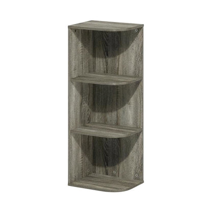 3-Tier Corner Open Shelf Bookcase in French Oak Wood for Stylish Storage