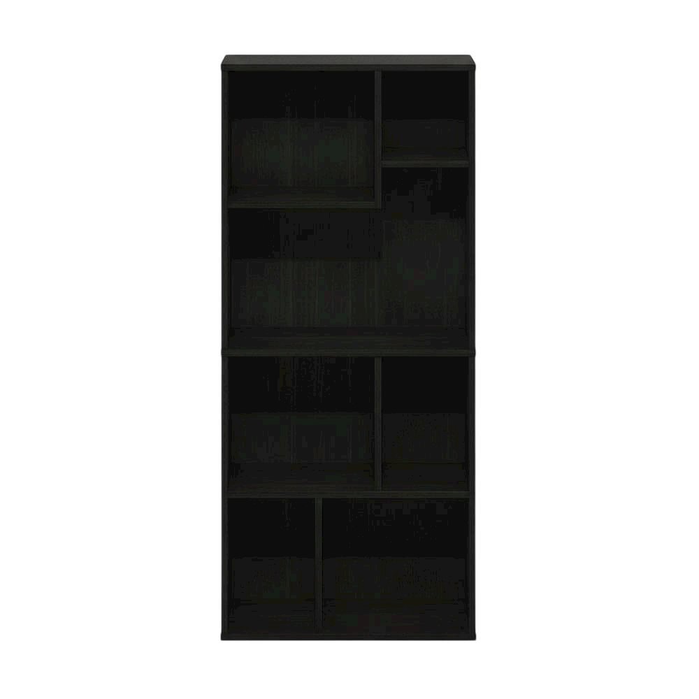 Espresso 7-Cube Irregular Bookcase with Storage Organizer and Modern Design