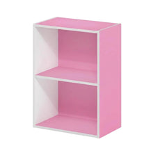 Pink 2-Tier Open Shelf Bookcase with Wooden Construction