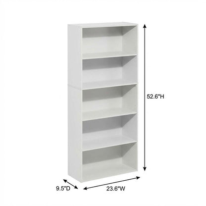 White 5-Tier Bookshelf with Adjustable Shelves for Flexible Storage
