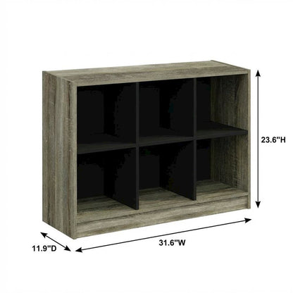 Wooden bookcase with rustic finish for living room or office use