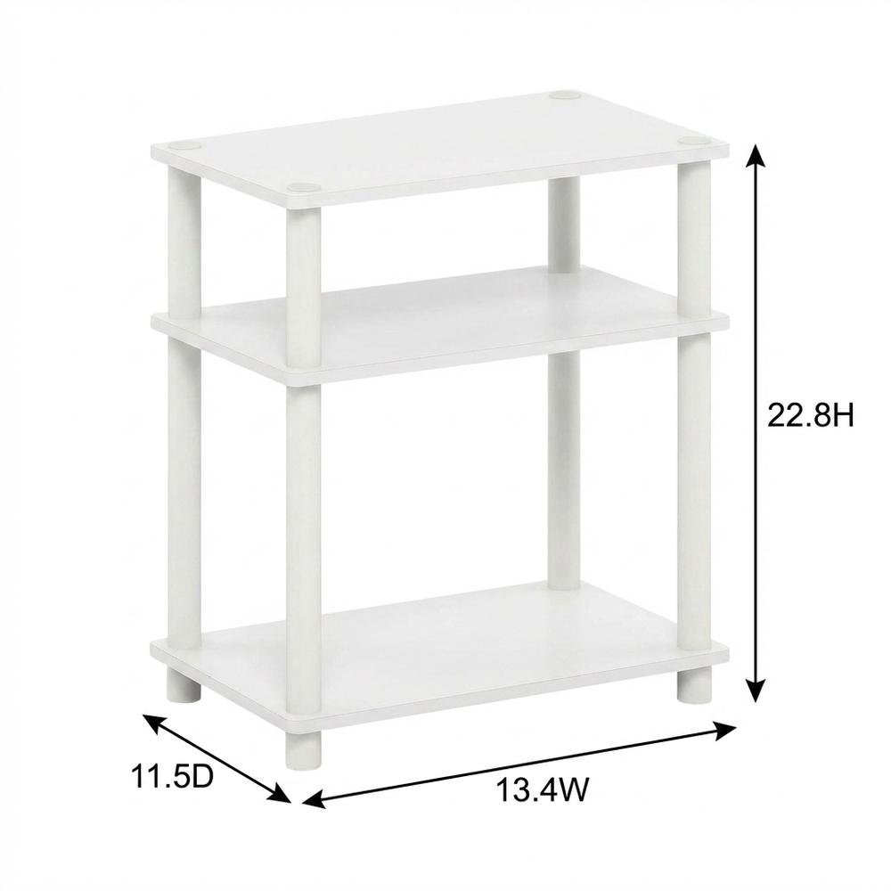 White 3-Tier End Table with Nightstand Design and Modern Storage