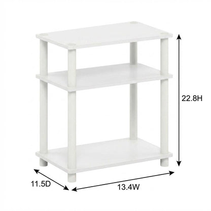 White 3-Tier End Table with Nightstand Design and Modern Storage