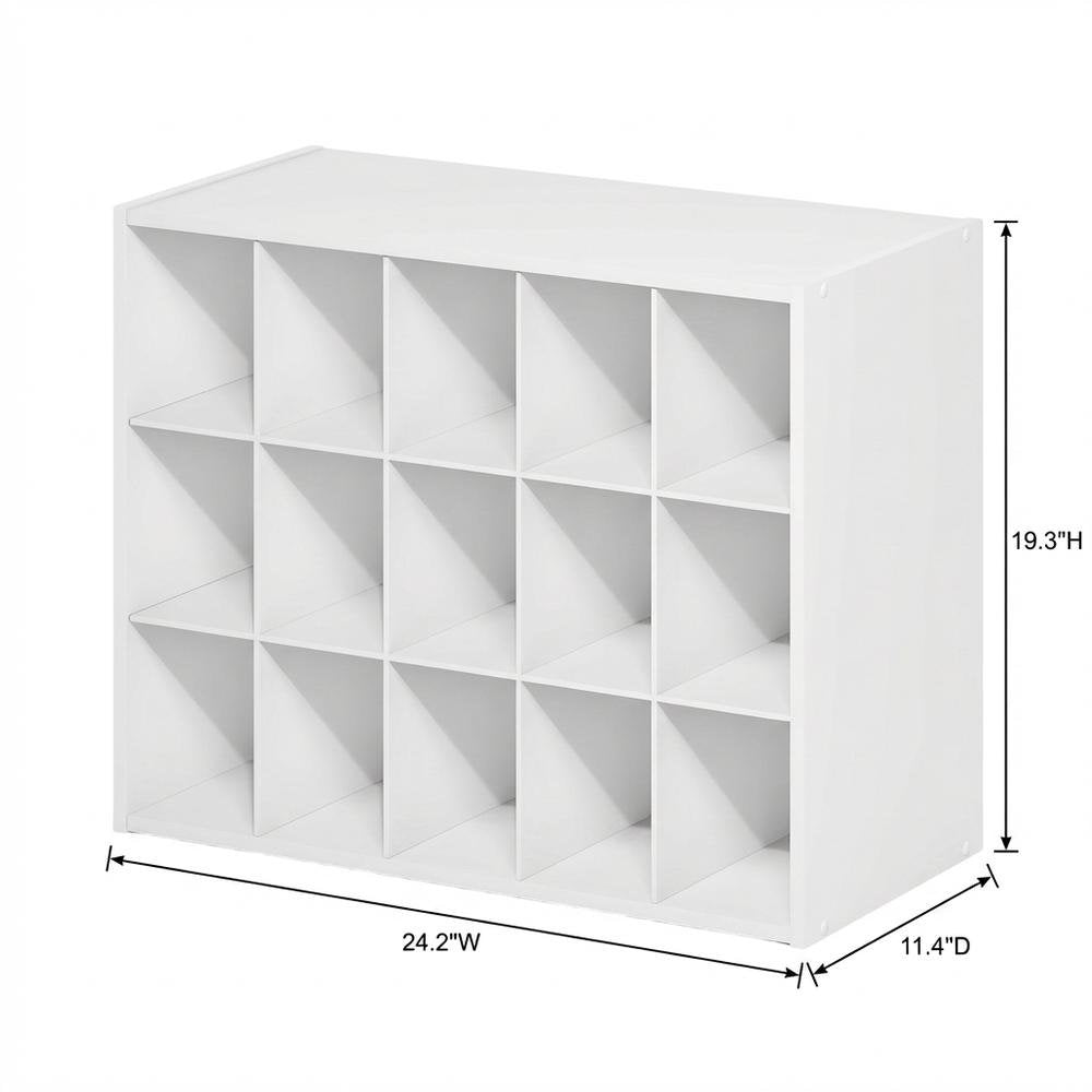 Black 15-Cube Stackable Shoe Organizer, Engineered Wood, Modular Expandable