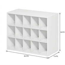 Black 15-Cube Stackable Shoe Organizer, Engineered Wood, Modular Expandable