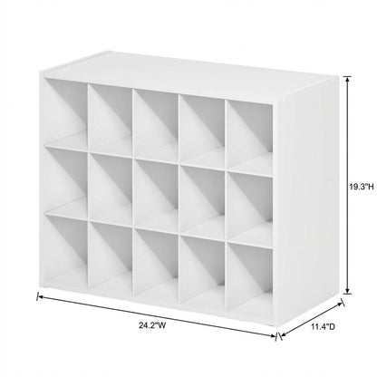 Black 15-Cube Stackable Shoe Organizer, Engineered Wood, Modular Expandable