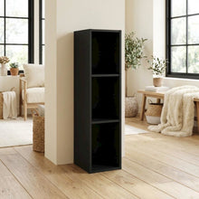Wooden bookcase in sleek black finish with durable design and versatile storage