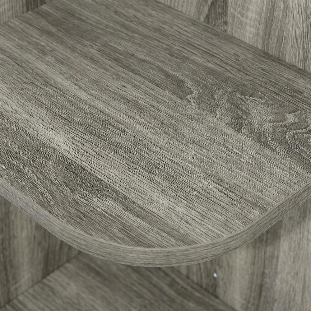 Corner Open Shelf Bookcase in French Oak Finish for Residential Storage