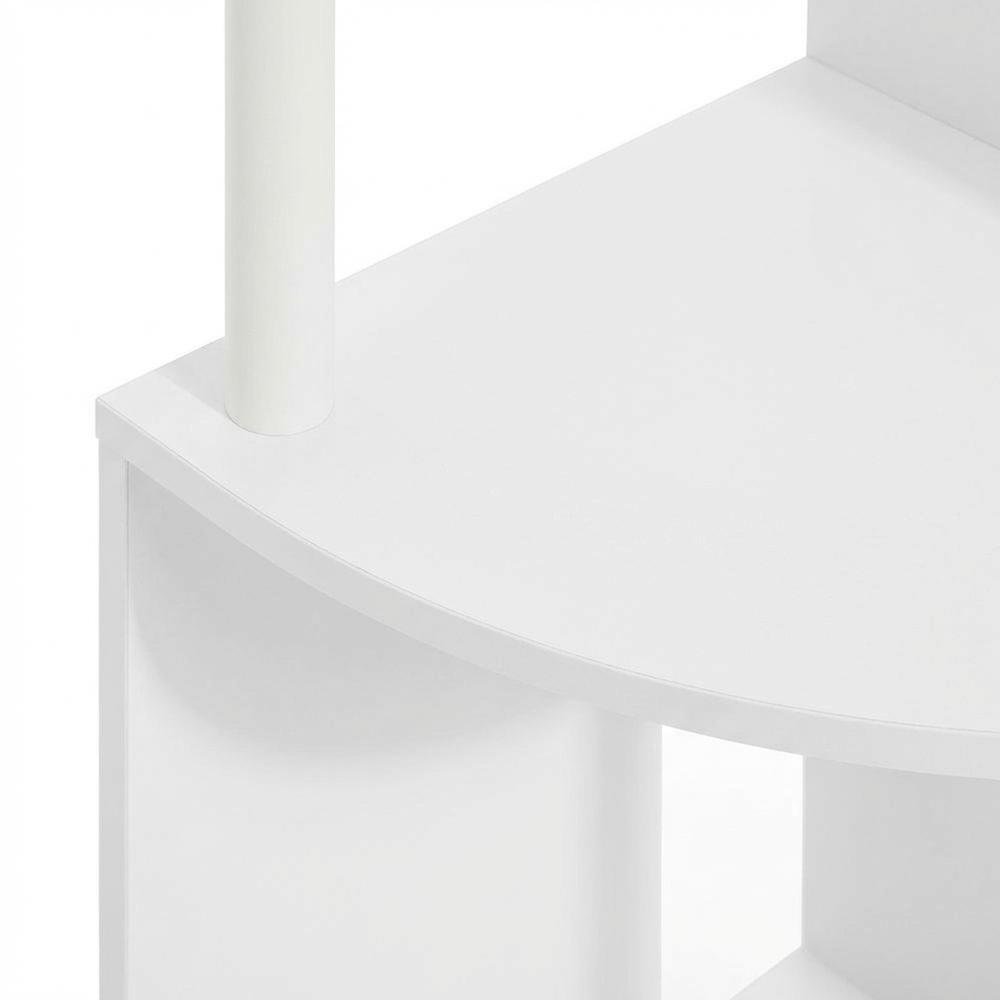 White 4-Tier Zigzag Corner Shelf with Sturdy Wood Construction