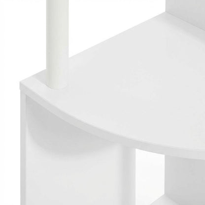 White 4-Tier Zigzag Corner Shelf with Sturdy Wood Construction