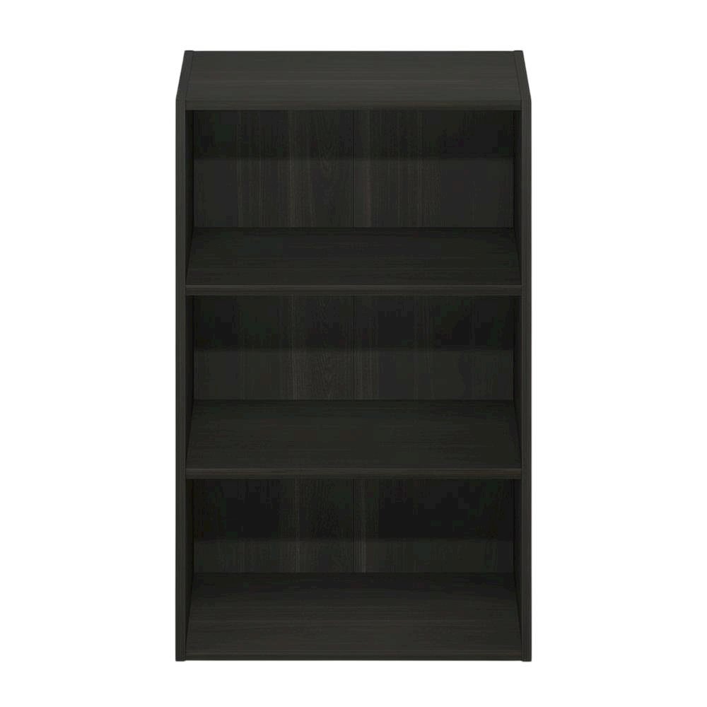 Espresso 3-Tier Open Shelf Bookcase with Storage Organizer