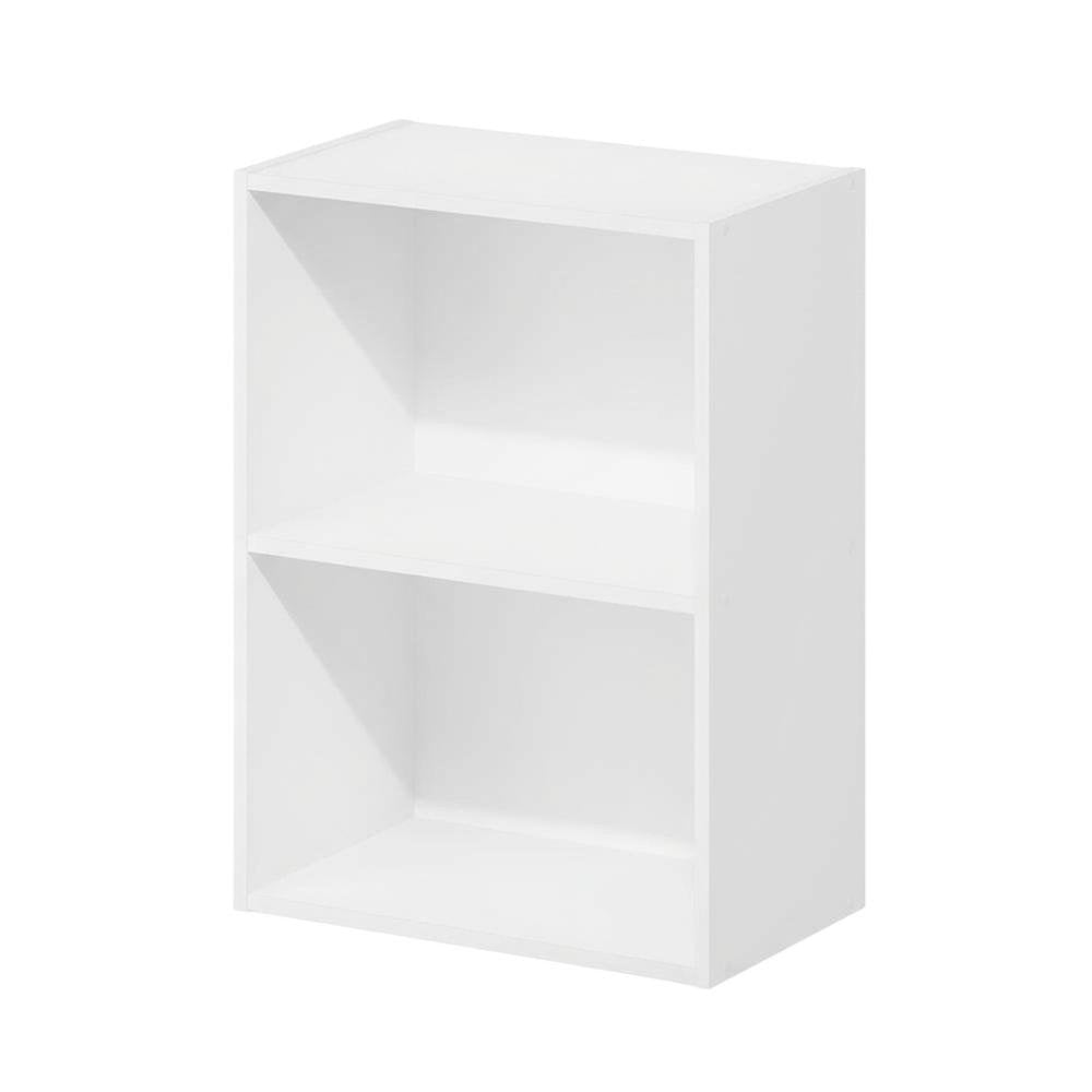 White 2-Tier Open Shelf Bookcase with Stylish Wooden Design